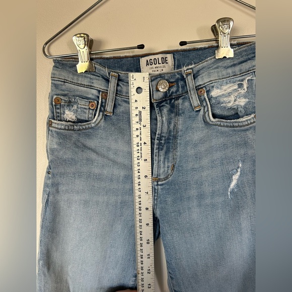 Agolde Sophie Crop in Outsider Denim Blue Jeans Distressed Size 23 - Picture 5 of 9